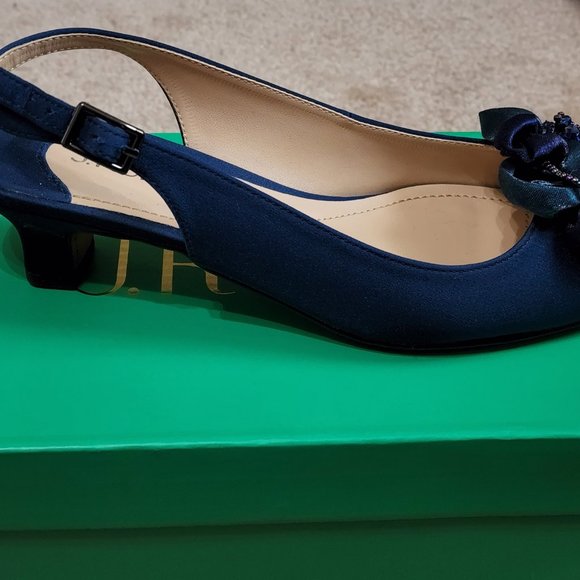 J. Renee Leonelle Embellished Bow Slingback Peep Toe Pumps - Picture 4 of 6